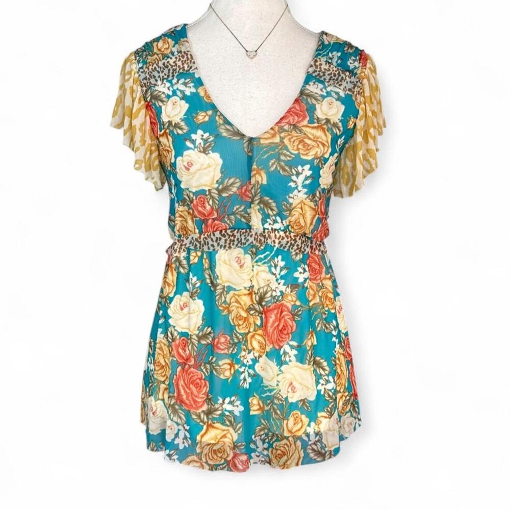 Cato floral bobo y2k fairy baby doll short sleeve top size M